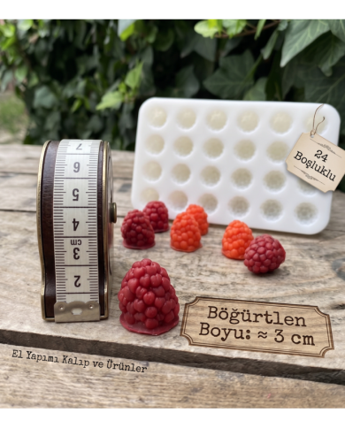 24 Gözlü Böğürtlen Silikon Kalıbı - 3 cm Meyve Motifli Sabun, Mum ve Reçine Kalıbı