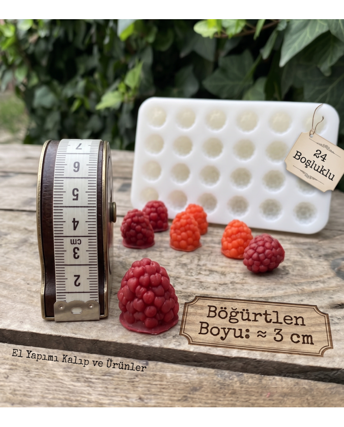 24 Gözlü Böğürtlen Silikon Kalıbı - 3 cm Meyve Motifli Sabun, Mum ve Reçine Kalıbı