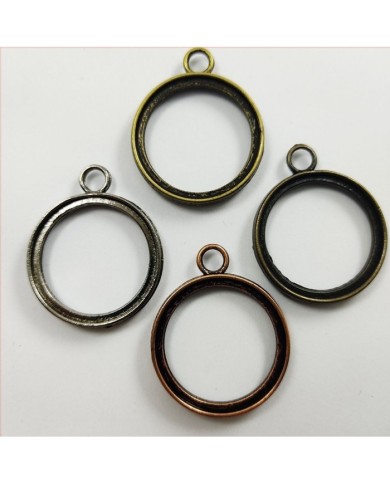 Eskitme Yuvarlak Üstten Kulplu  Reçine Metal Kolye Ucu Renk Seçmeli