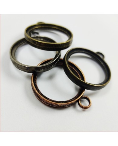 Eskitme Yuvarlak Üstten Kulplu  Reçine Metal Kolye Ucu Renk Seçmeli