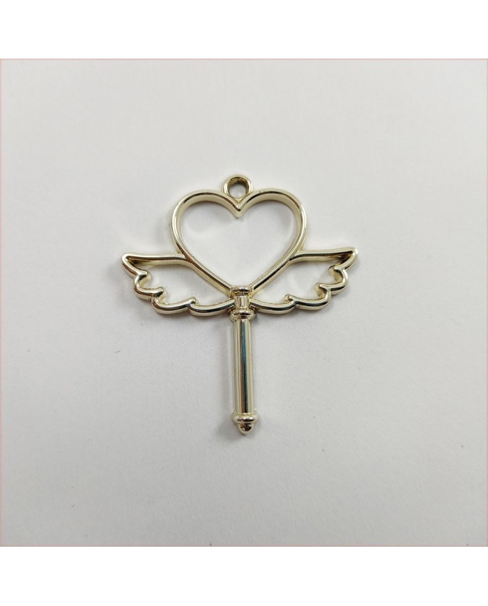 Kanatlı Kalp Model Metal Kolye Ucu