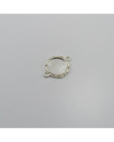 Metal Kolye Ucu - Gümüş Çift Kulplu Daire