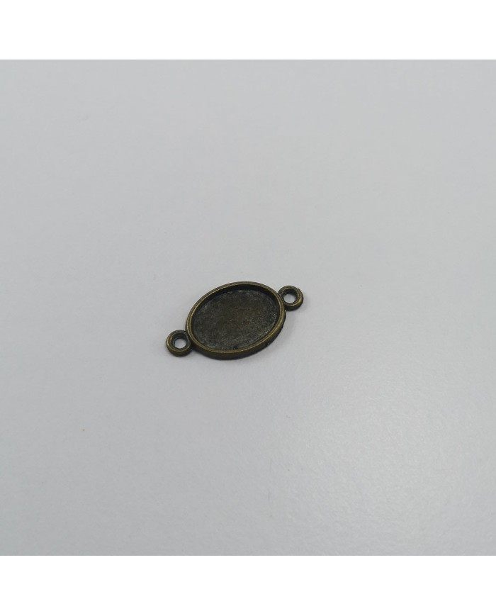 Metal Kolye Ucu - Çift Kulplu Oval