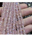 5 Adet İpe Dizili Damla Kristal Boncuk - Janjanlı Açık Pembe - 6mm