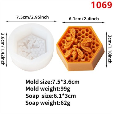 Altıgen İşçi Arılar Mum Beton Sabun Kalıbı Kod:1261C