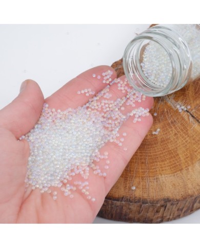 Beyaz Uçan Baloncuk Cam Boncuk Deliksiz 10 Gr