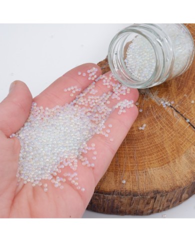 Beyaz Uçan Baloncuk Cam Boncuk Deliksiz 10 Gr