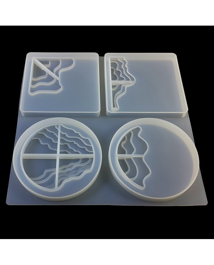 Dalgalı Bardak Altı Reçine Epoksi ve Beton Kalıbı -Kod:349