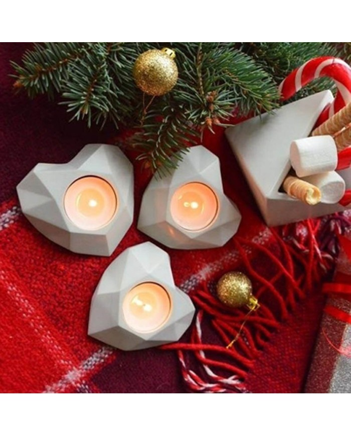 Mum ve Saksı Beton Kalıbı - Kalp - 378