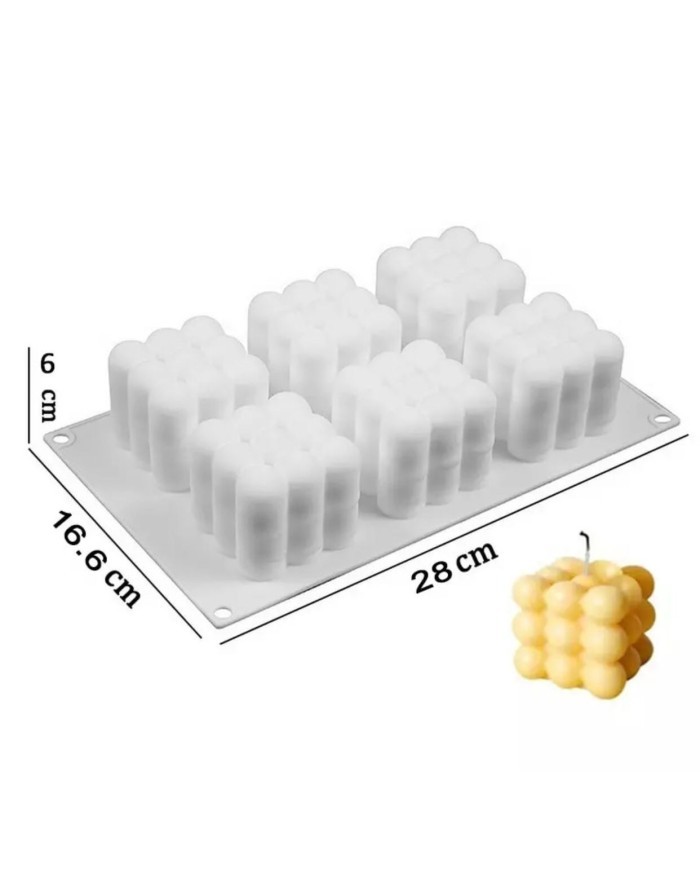 Çoklu Bubble Mum Silikon Kalıbı 6 Lı Büyük Boy
