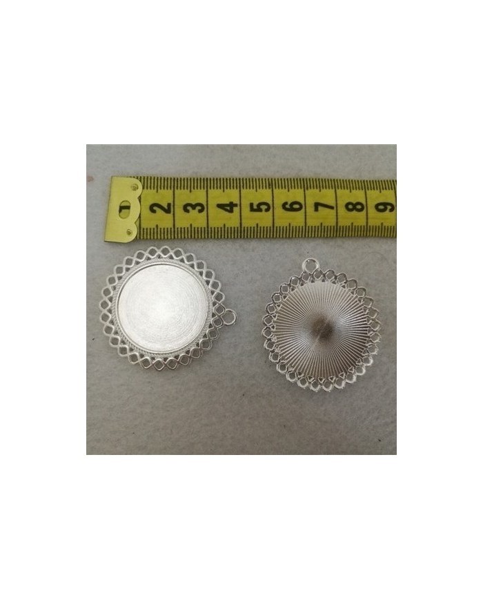 İşlemeli Parlak Gümüş Kolye Ucu