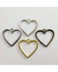 Kalp Model Tek Kulplu Reçine Metal Kolye Ucu Renk Seçmeli