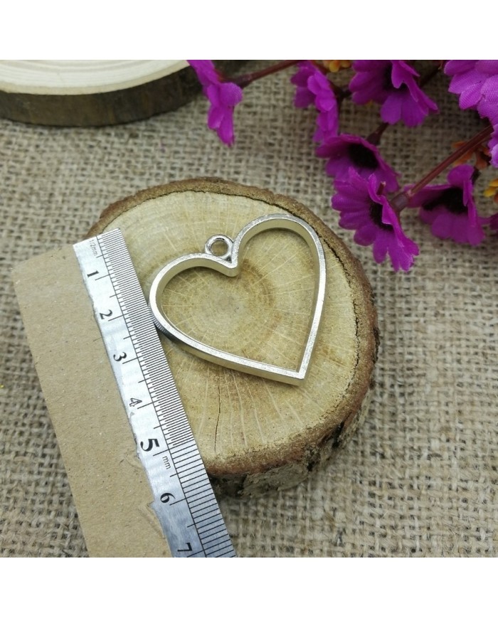 Kalp Model Tek Kulplu Reçine Metal Kolye Ucu Renk Seçmeli