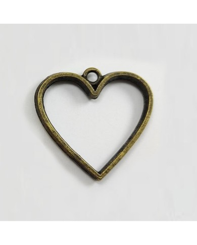 Kalp Model Tek Kulplu Reçine Metal Kolye Ucu Renk Seçmeli