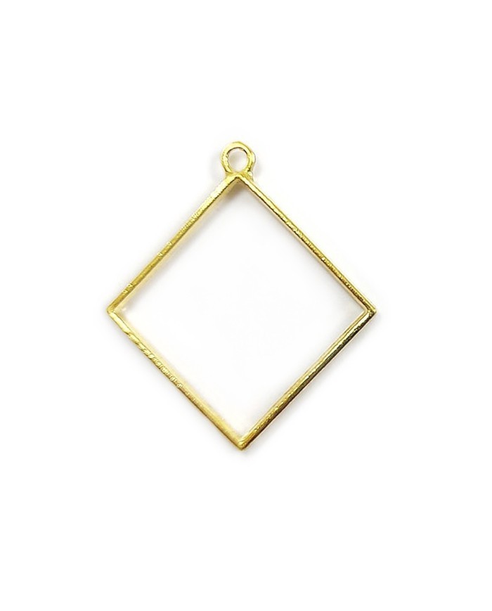 Yan Kare Büyük Reçine Metal Kolye Ucu Renk Seçmeli