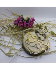 Taşlı Kedi Model Reçine Metal Kolye Ucu Renk Seçmeli