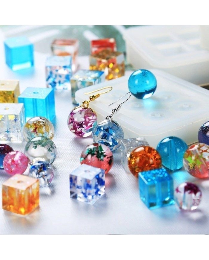 10 Adet - Yuvarlak Boncuk Tesbih Reçine Silikon Kalıbı -16 mm  249