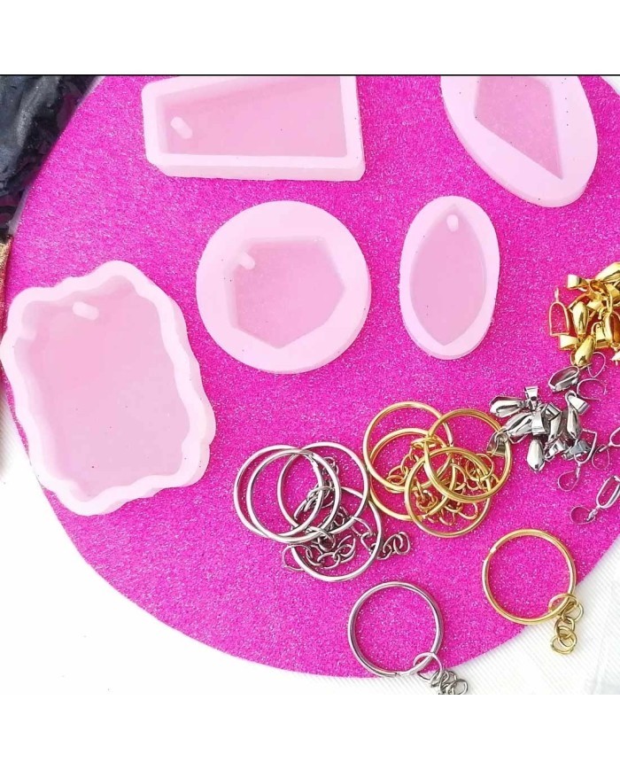 Reçine Epoksi Seti - Anahtarlık Kalıpları (750ml reçine) - E15.A3.A11.E12.417