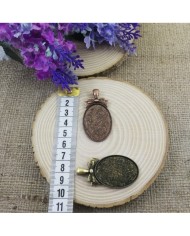 Kolye Ucu - Oval Ayna Antik Sarı