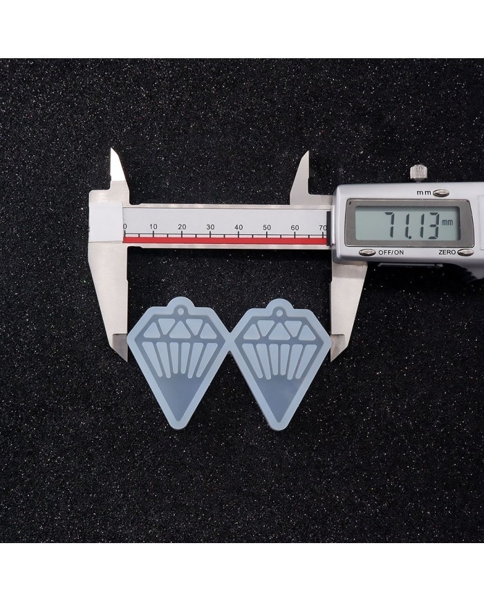 Reçine Epoksi Kalıp - İkili Kolye Küpe Ucu Elmas -Kod:987