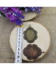 Kolye Ucu - Kenarı Şekilli Oval Eskitme Antik Sarı