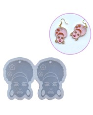 Reçine Epoksi Kalıp - İkili Kolye Küpe Ucu Kadın Motif - 989