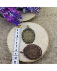 Kolye Ucu - Kenarı Şekilli Oval Eskitme Antik Sarı