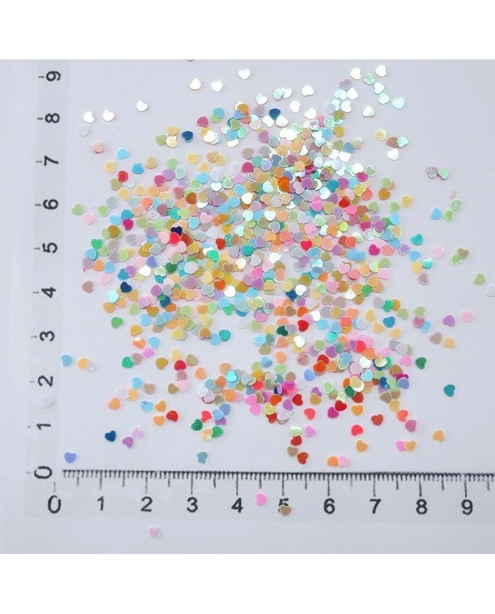 Mini Kalp Renkli Pul Paketi - 5 gram - Epoksi Süsleme Pulu - 5mm