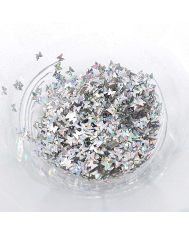 Mini Kelebek Gümüş Pul Paketi - 5 gram - Epoksi Süsleme Pulu