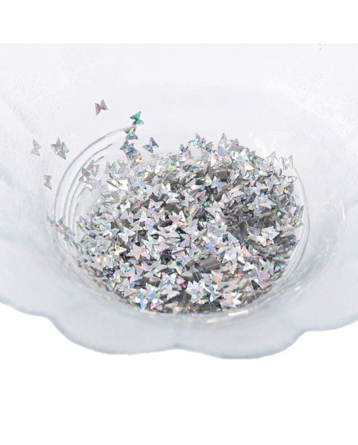 Mini Kelebek Gümüş Pul Paketi - 5 gram - Epoksi Süsleme Pulu