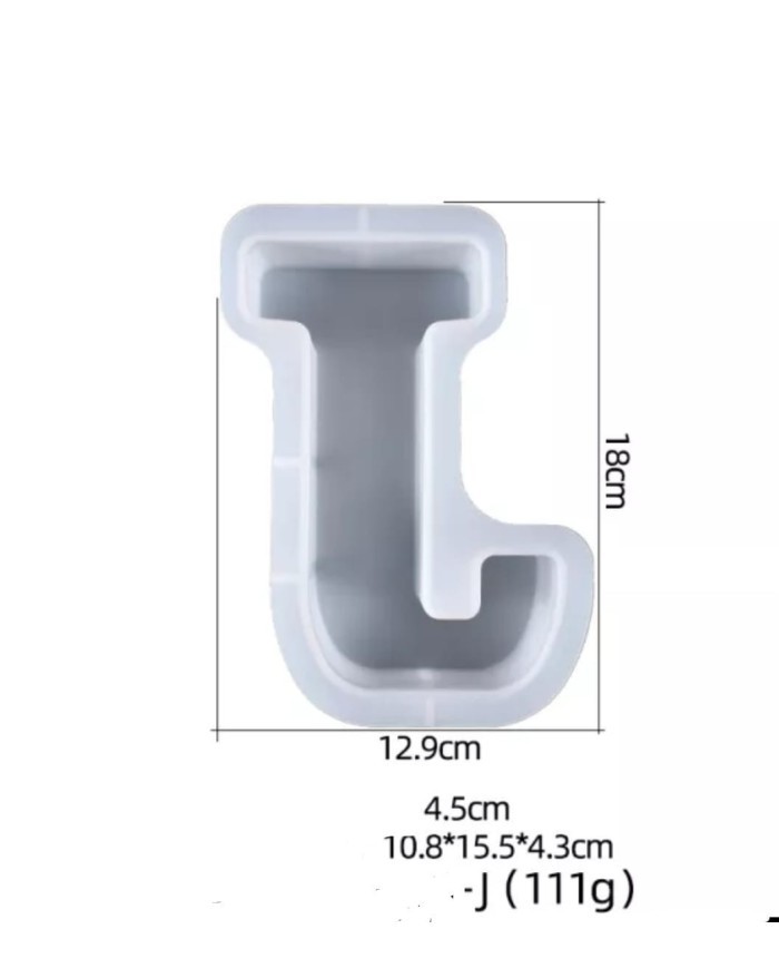 Büyük Reçine Epoksi Silikon Kalıp  Big  Boy Harf  - J