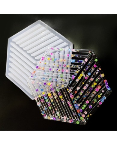 Beton ve Epoksi Silikon Bardak Altı Kalıbı - Altıgen -Kod:194