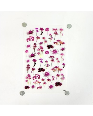 5 Adet/ Reçine Epoksi Sticker - Pembe Çiçek