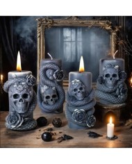 Kafatası ve Yılan Desenli Epoksi Mum ve Beton Kalıbı - Kod: 1186C Kafatası ve Yılan Desenli Epoksi Mum ve Beton Kalıbı - Kod: 1186C