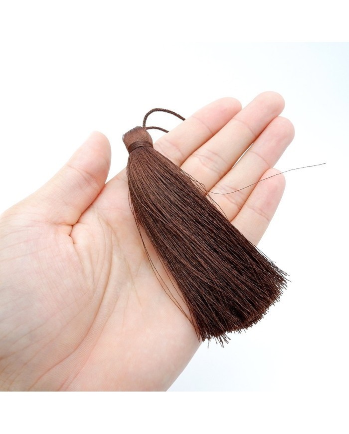 12CM İpek PÜSKÜL - KAHVERENGİ - 10 ADET