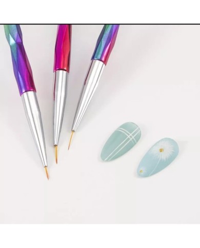 Epoksi Tırnak Boya Fırçası Gök Kuşağı Desen Üçlü set