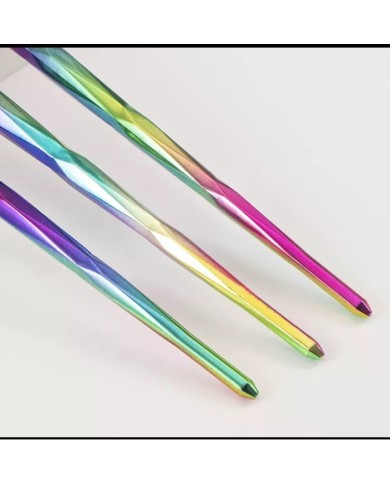 Epoksi Tırnak Boya Fırçası Gök Kuşağı Desen Üçlü set