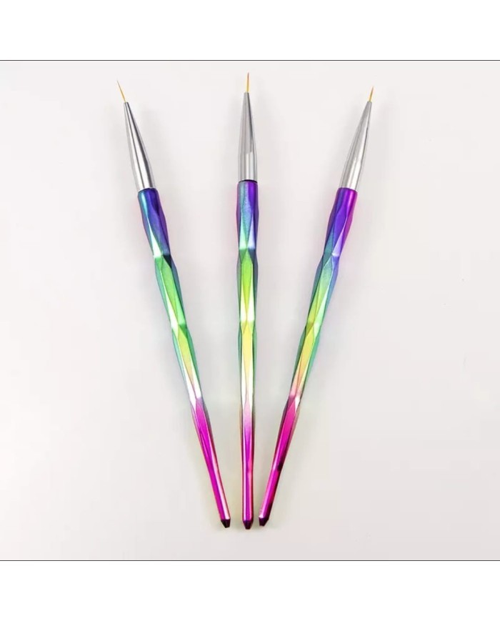 Epoksi Tırnak Boya Fırçası Gök Kuşağı Desen Üçlü set