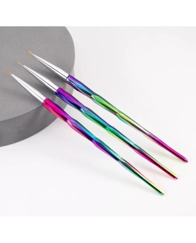 Epoksi Tırnak Boya Fırçası Gök Kuşağı Desen Üçlü set