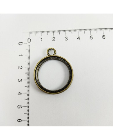 Eskitme Yuvarlak Üstten Kulplu  Reçine Metal Kolye Ucu Renk Seçmeli