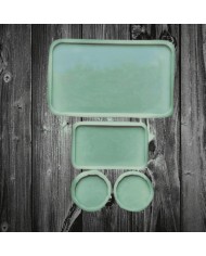 Dikdörtgen Tepsi, Sunum,Bardak Altlığı Seti- Hobi Silikon Kalıbı- Kod: