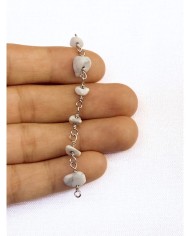 Doğal Kırık Taşlı Kuyumcu Zinciri Beyaz Tel Sarma 4mm - 1m