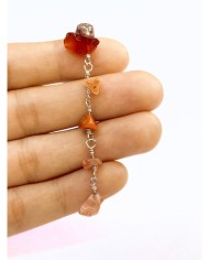 Doğal Kırık Taşlı Kuyumcu Zinciri Kırmızı Renkli Tel Sarma 4mm - 1m
