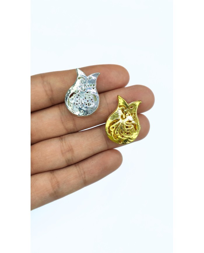 Zamak Lale Model Mevlana Motifli Tesbih İmamesi Gümüş Renk - 18x25mm
