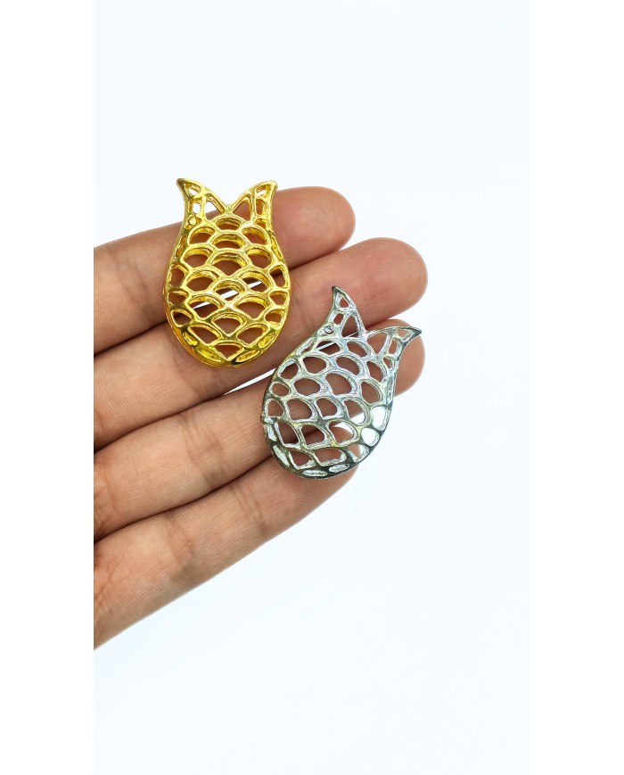 Zamak Lale Model Tesbih İmamesi Gümüş Renk - 24x35mm