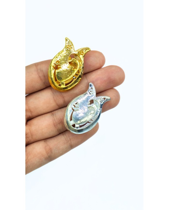 Zamak Lale Model Vav Motifli Tesbih İmamesi Sarı - 23x35mm