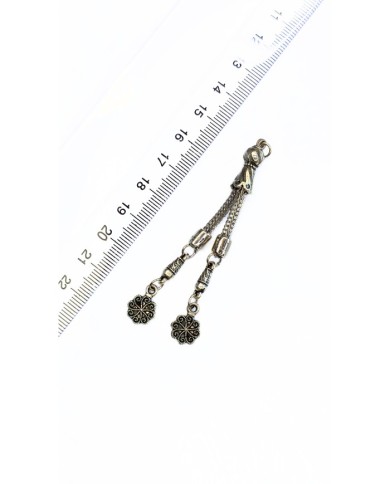 Zamak 2'li Zincir Püsküllü Çiçek Uçlu Tesbih İmamesi Nikel