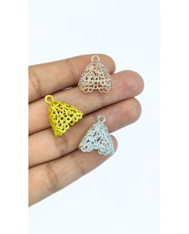 Zamak Tesbih Püskül Başlığı Tel Kırma Model Gümüş Renk - 18x20mm