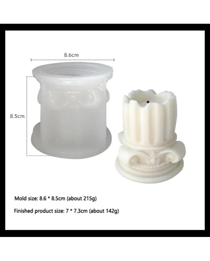 Çiçekli Sütun Mum- Hobi Silikon Kalıbı - Kod:1083