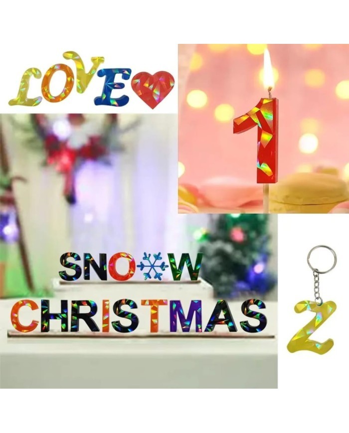 Silikon Hologramlı Harf Kalıbı - Hobi Silikon Kalıbı - Kod:458